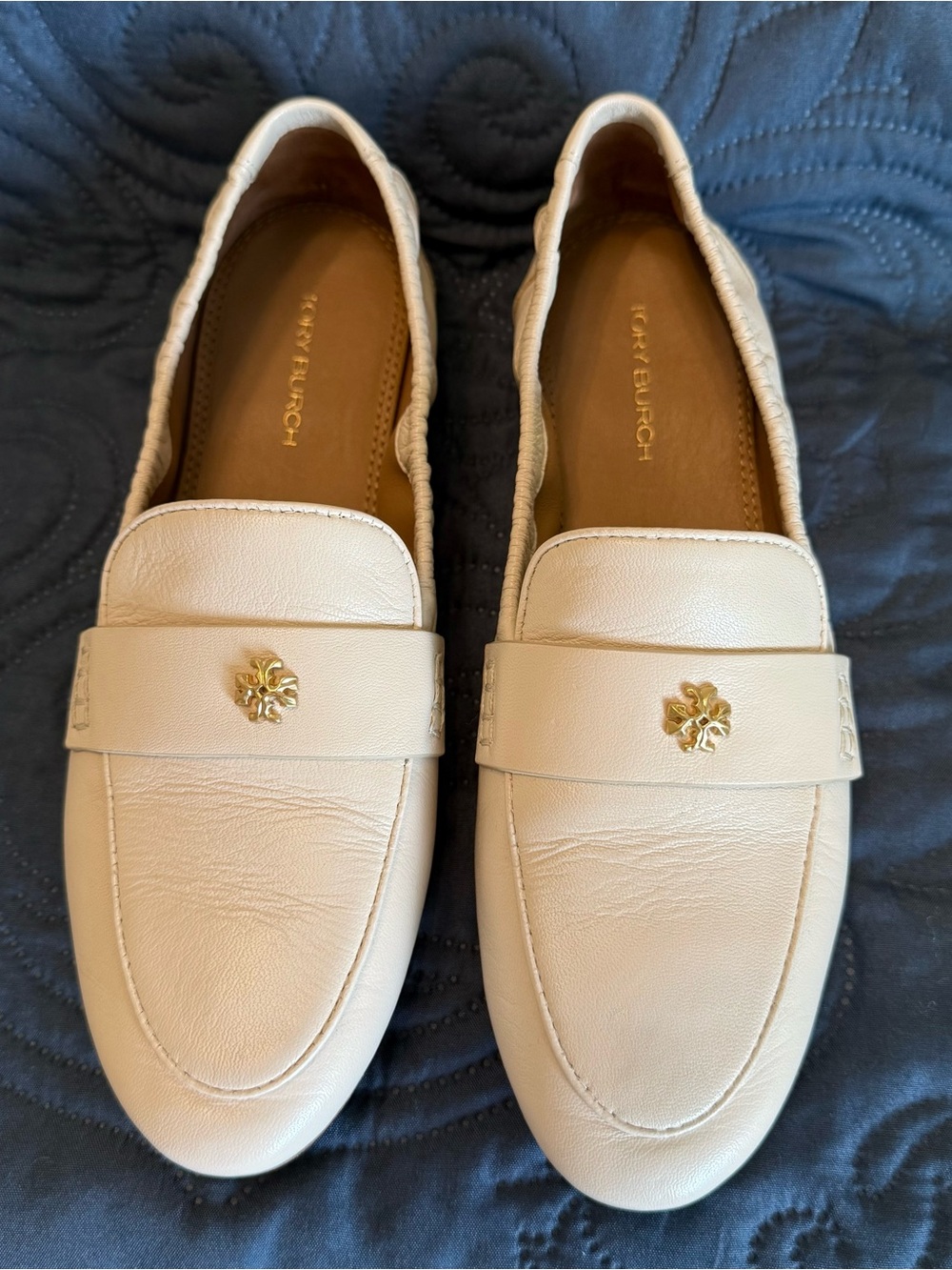 Tory Burch Size 5B Cream Leather Ballet Loafers. Buttery soft.